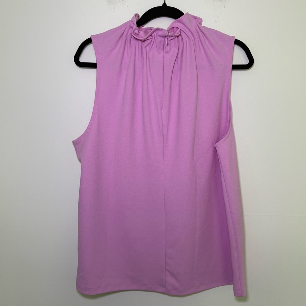 Ann Taylor Preppy Modest Sleeveless Blouse Ruffle Gathered Neckline Size XL - Picture 3 of 8